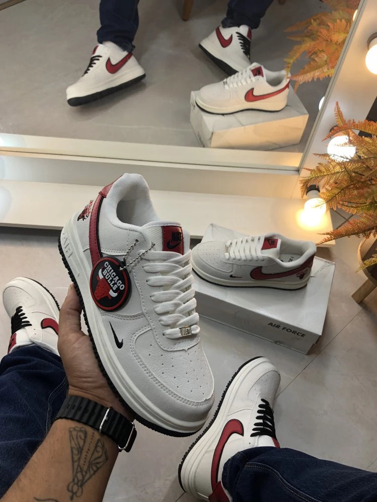 NK AIR FORCE BULLS 23 LUXO BRANCO/VERMELHO