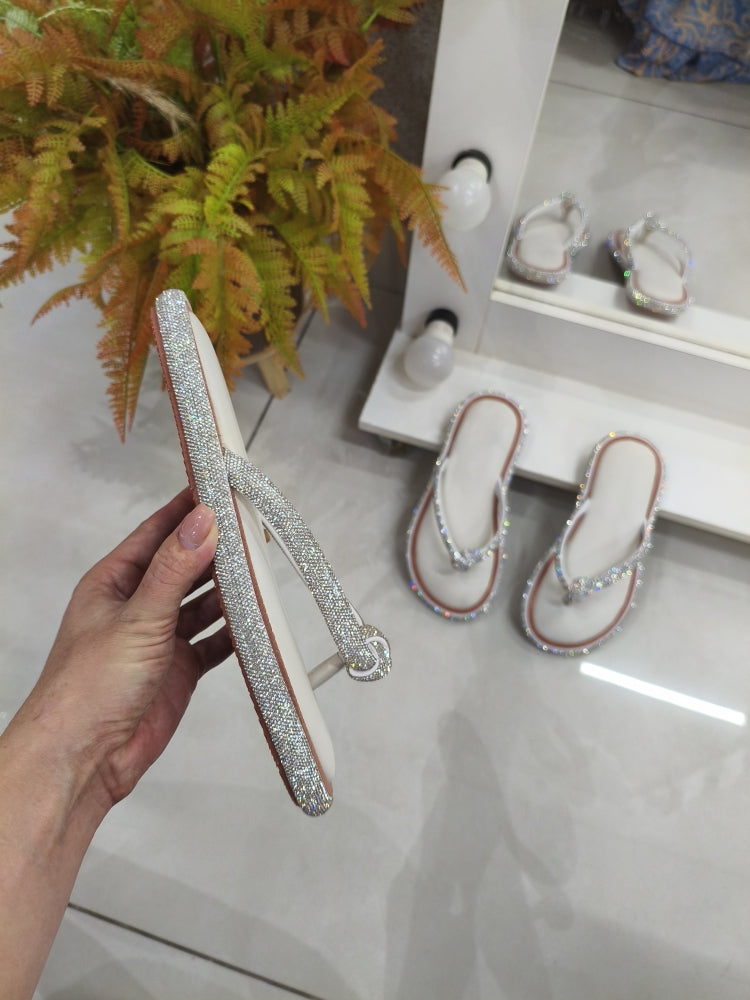 FLAT BEATRIZ COM STRASS BRANCO
