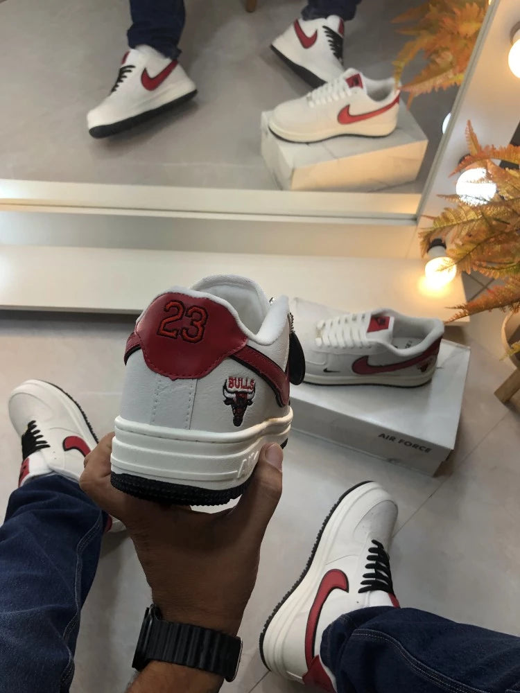 NK AIR FORCE BULLS 23 LUXO BRANCO/VERMELHO