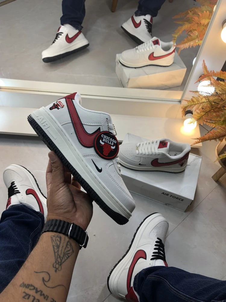 NK AIR FORCE BULLS 23 LUXO BRANCO/VERMELHO