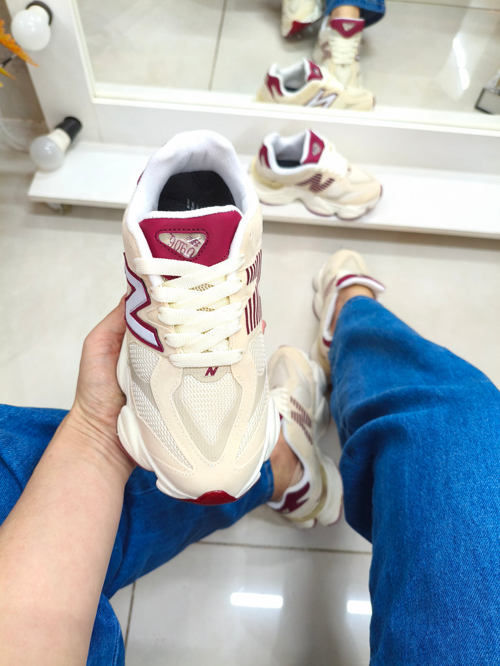 NB 9060 PREMIUM CREME/BORDO