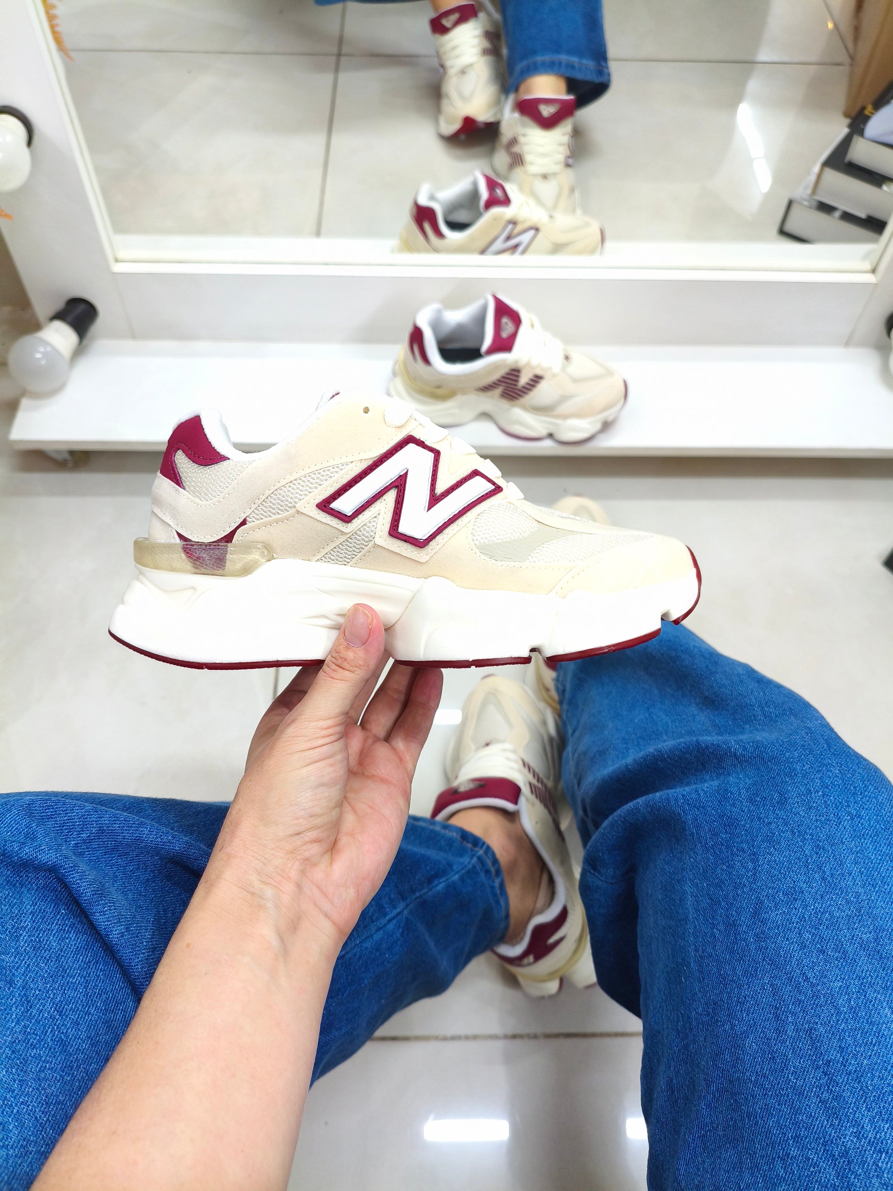 NB 9060 PREMIUM CREME/BORDO