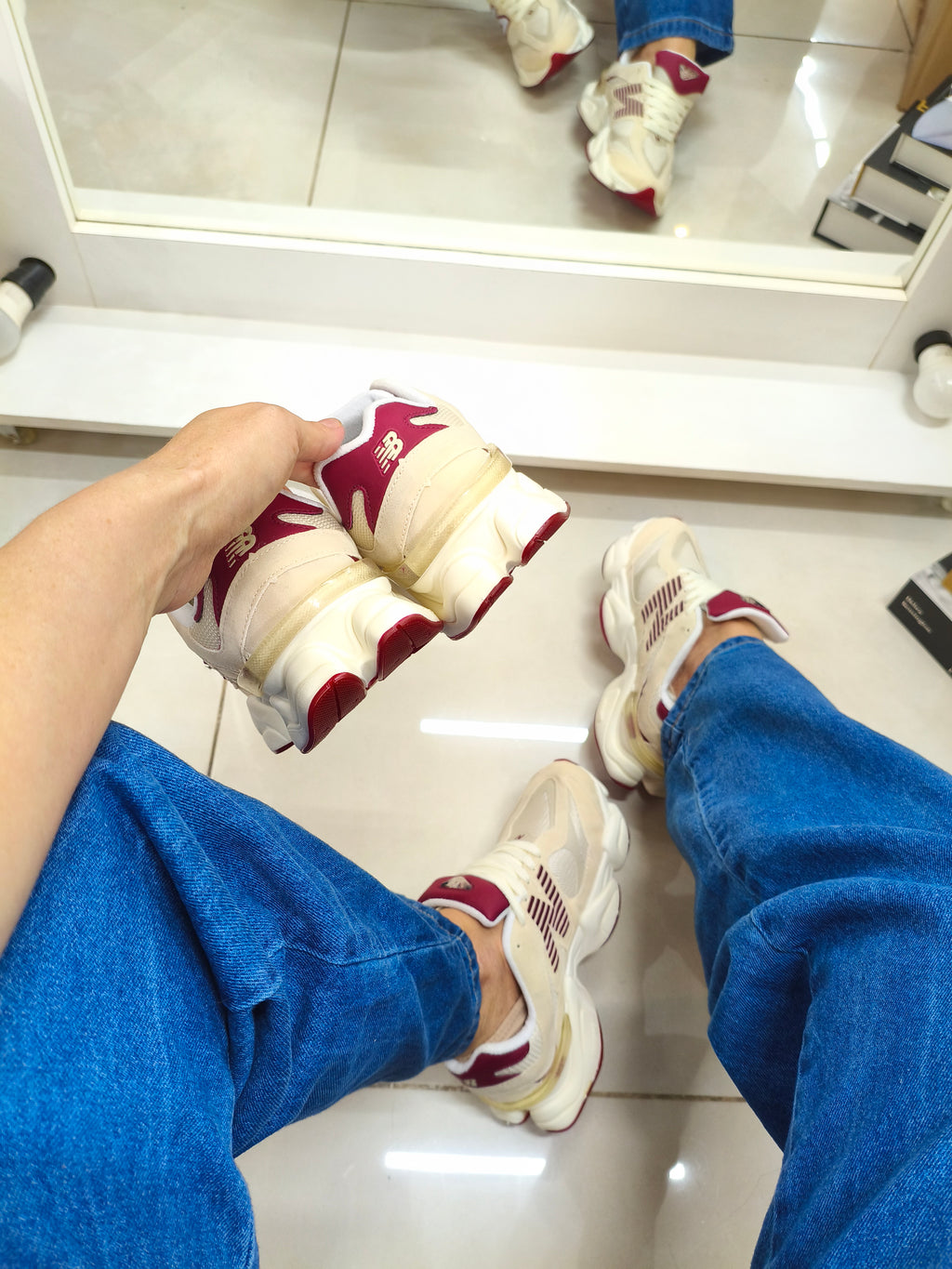 NB 9060 PREMIUM CREME/BORDO